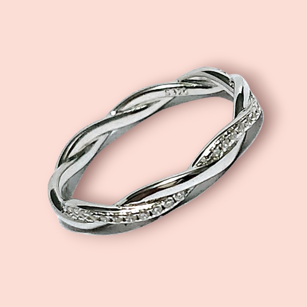 Moissanite Eternity band Silver Ring